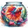 Aquarium et betta-peinture diamant ronde compl&egrave;te-40*40cm