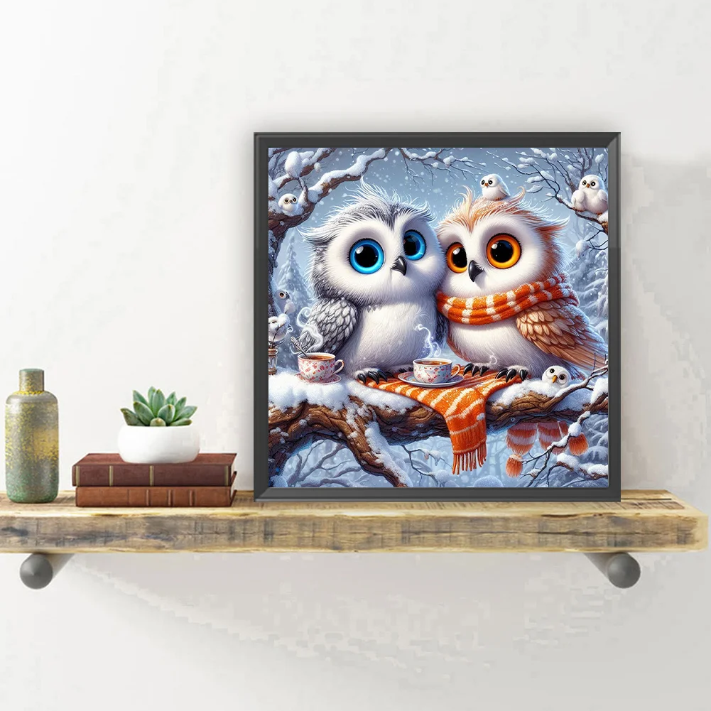 Diamond Painting - Full Round Drill - Winter Owl(Canvas|30*30cm)