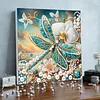Framed Dragonflies And Flowers - Special Shaped Pearl & Gem Diamond Painting 25*25CM