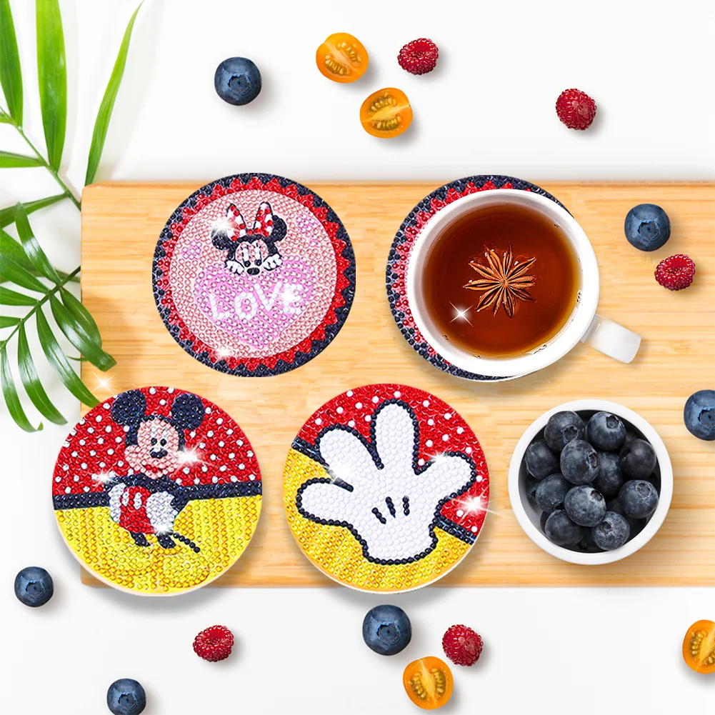 8pcs Mickey Mouse DIY Anti Slip Coasters Stackable Creative for Tabletop Protection