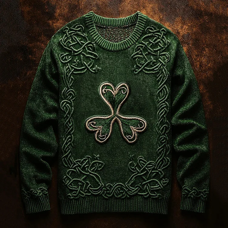 Vintage Irish Clover Cozy Knit Sweater
