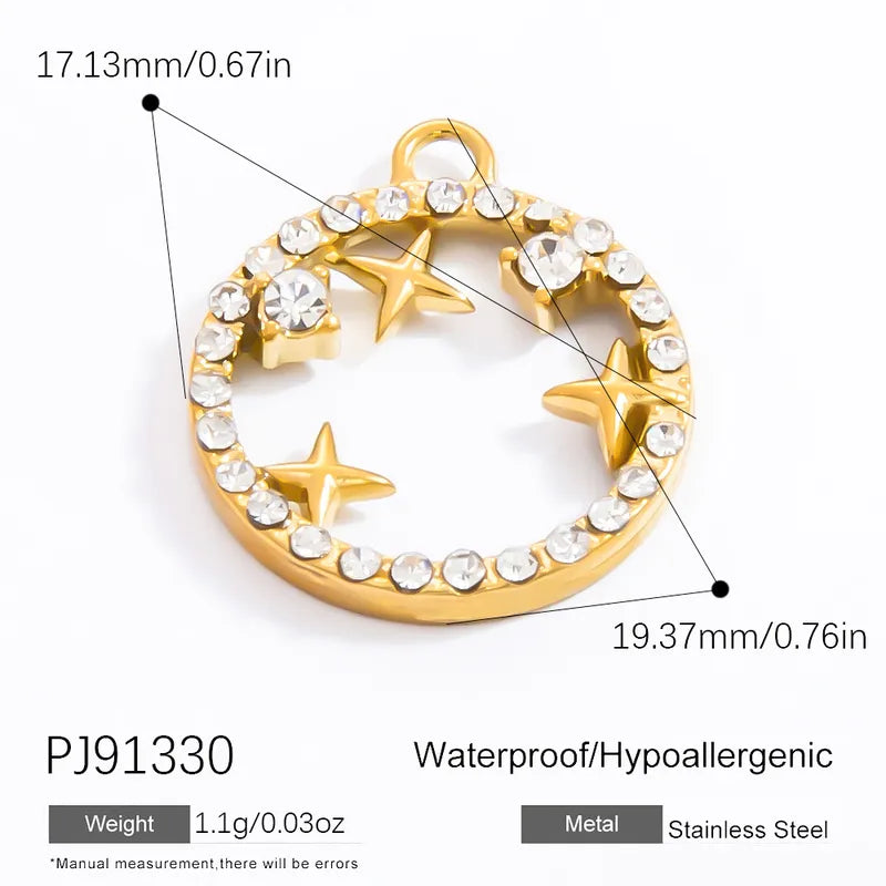 1 Piece 16.47mm 304 Stainless Steel Zircon Geometric Heart Shape Eye Pendant Jewelry Accessories