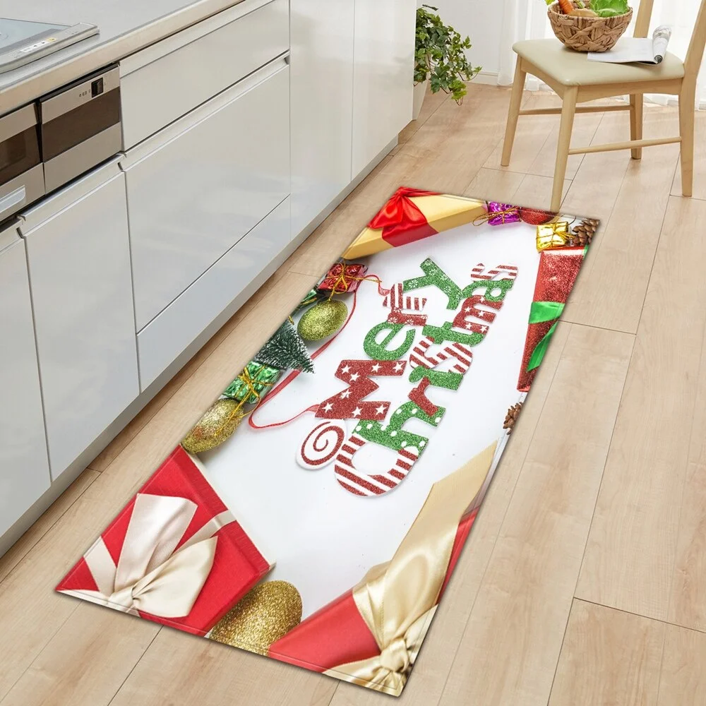 Kitchen Carpet Entrance Doormat Home Mat For Floor Merry Christmas Bedroom Tatami Dcorative Carpet Bath Anti-Slip Hallway Rugs