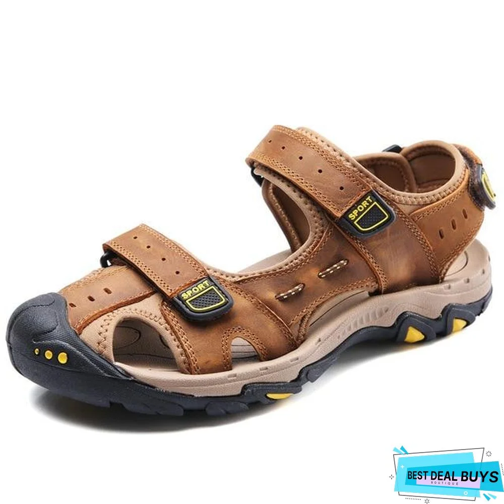 Men Genuine Leather Sandals Beach Outdoor Sandals