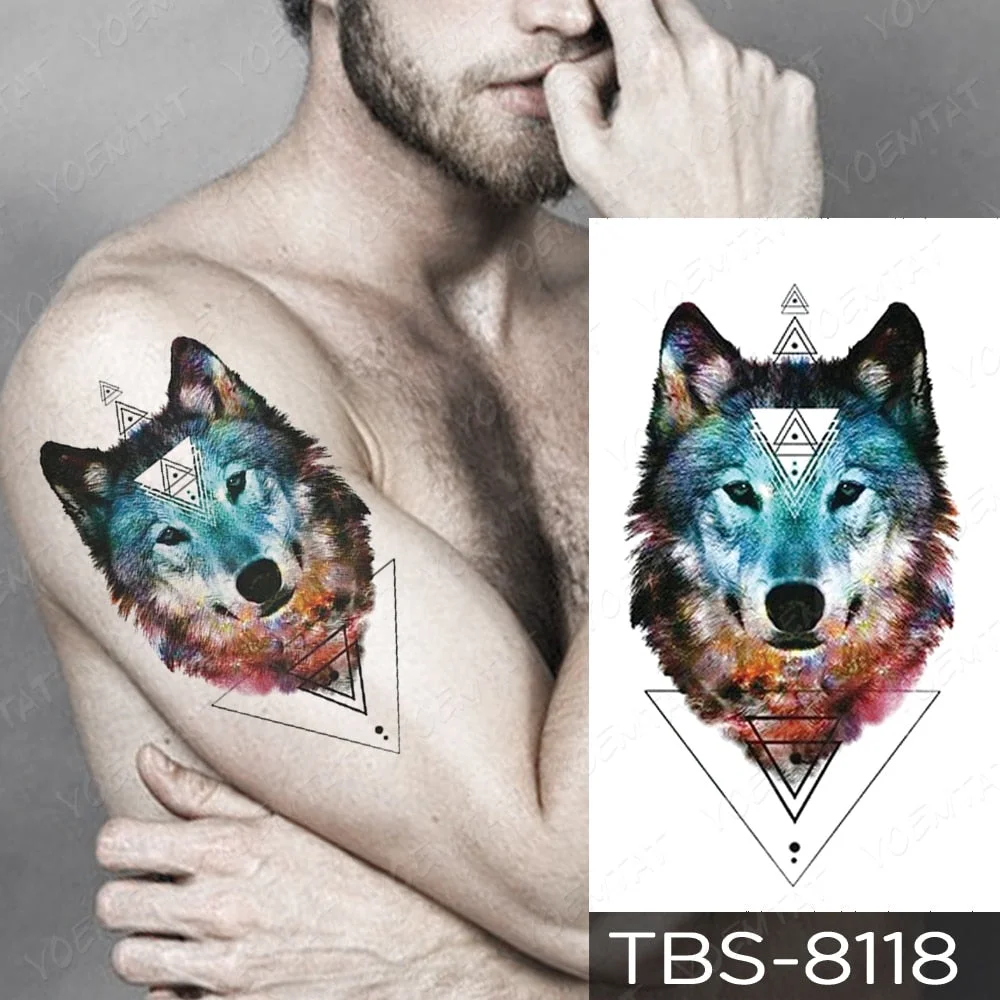 Waterproof Temporary Tattoo Sticker Dragon Wing Totem Flash Tatto Scorpion Wolf Maori Body Art Arm Water Transfer Fake Tatoo Men