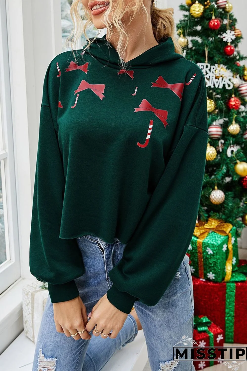 Green Fashion Casual Print Basic O Neck Tops