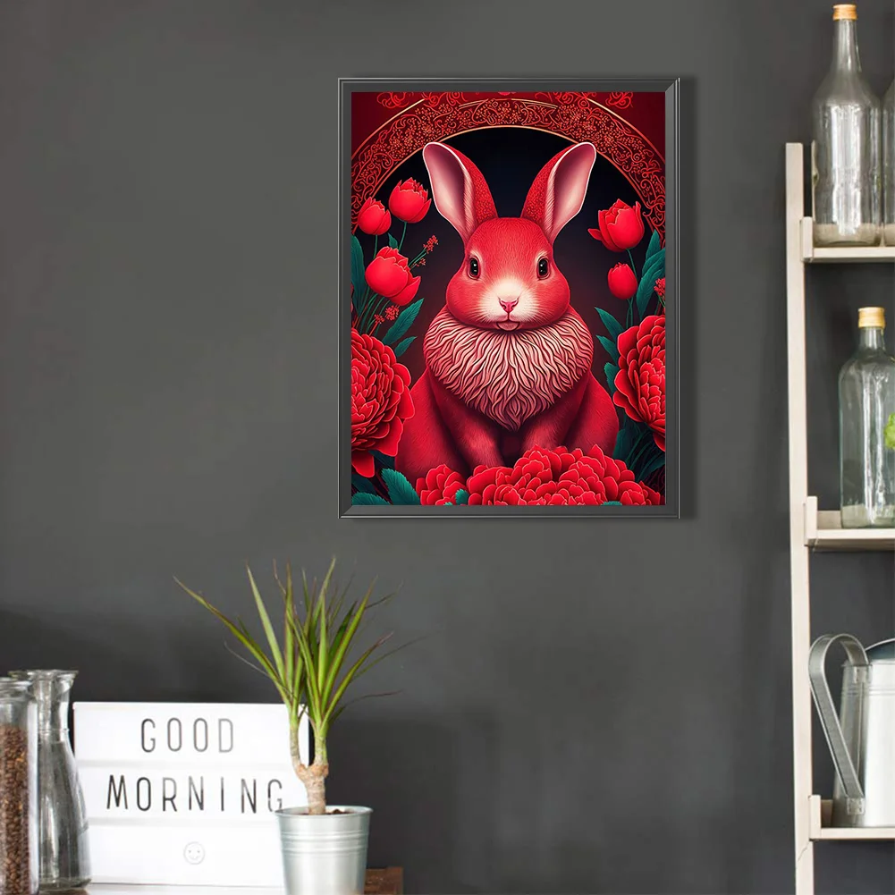 Full Round Diamond Painting 30*40cm - Red Golden Rabbit