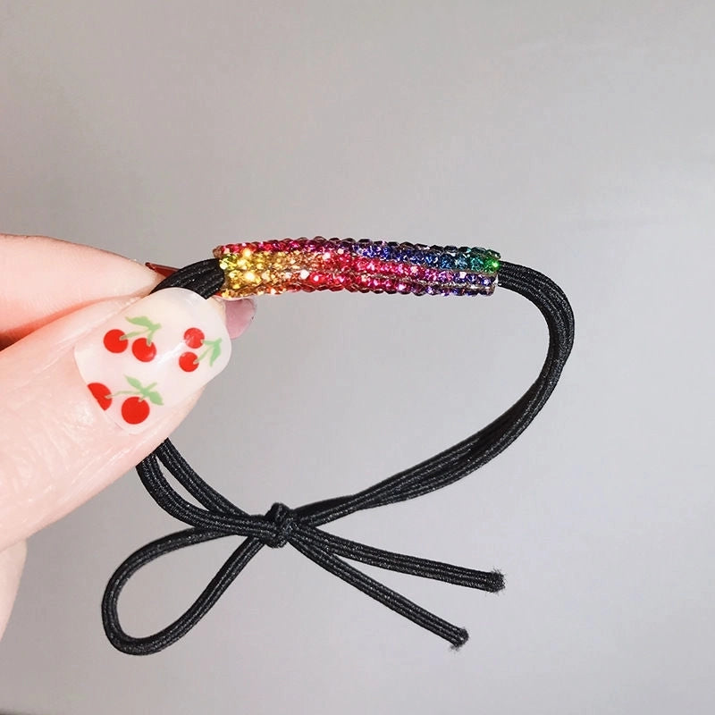Internet Celebrity Super Flash Rhinestone Ponytail Buckle Rope High-grade Durable Ball Head Hair Band Small Rubber Band High Elasticity