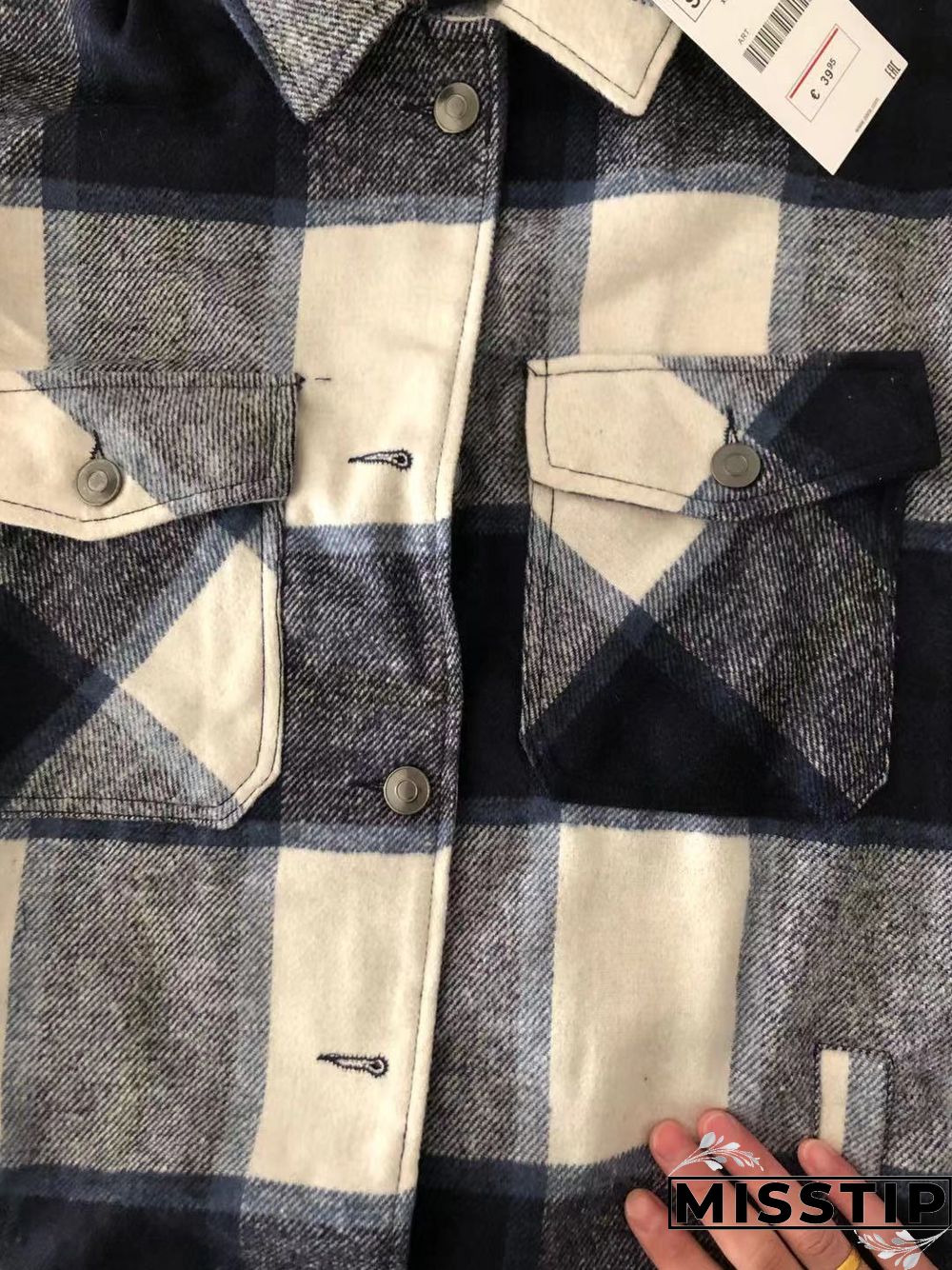 Classic Thick Colorblock Checked Button Down Shirt Jacket Woolen