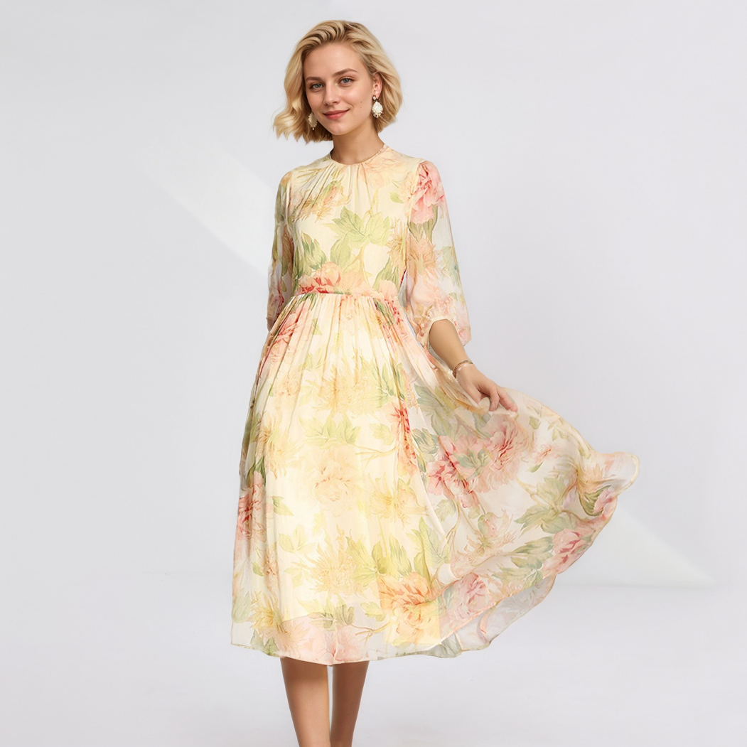 Long 100 Mulberry Silk Dress High-end Summer Style REAL SILK LIFE