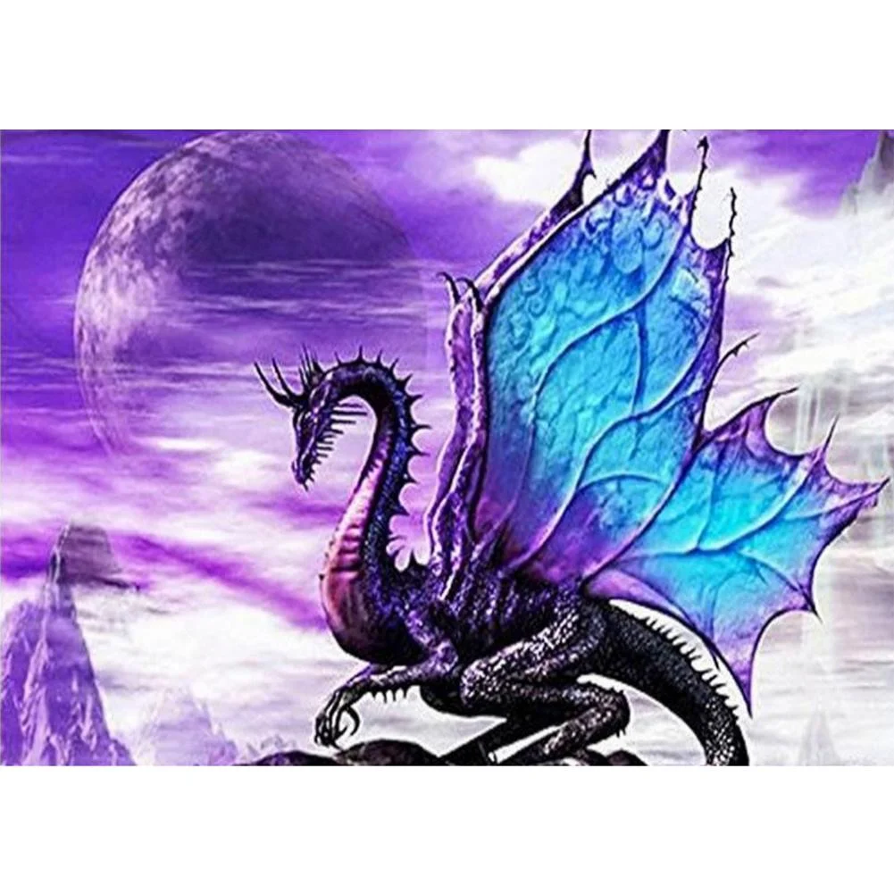 Full Round Diamond Painting Purple Dragon (40*30cm)