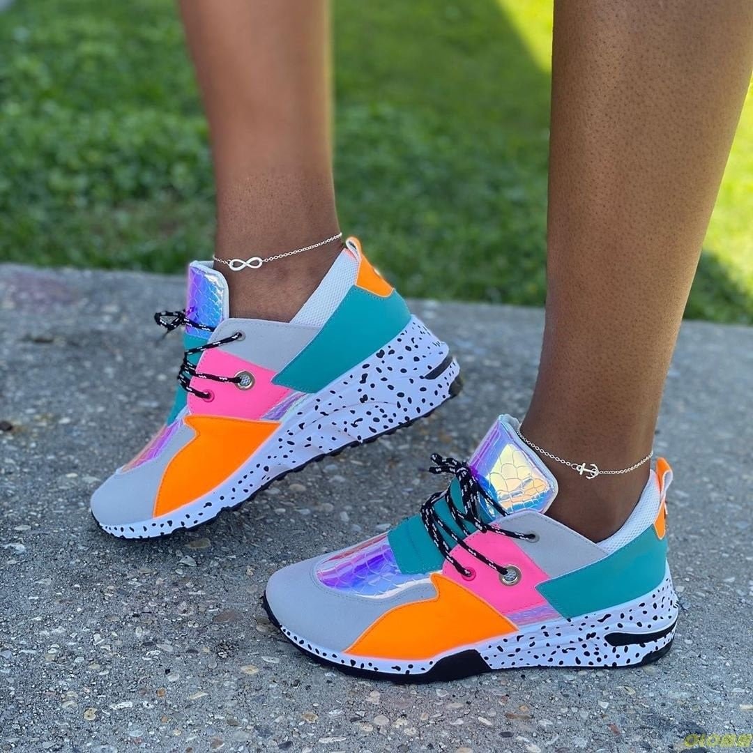 2020  Women Casual Shoes Big Size 37-42 New INS Hot Women's Sneakers Fashion Ladies Lace Up Multicolor Round Toe Sneakers