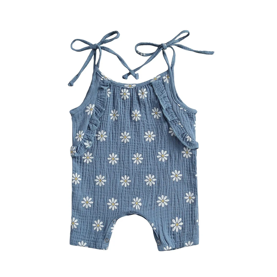 2021 Baby Summer Clothing Newborn Baby Girls Daisy Print Romper Jumpsuit Sleeveless Jumpsuit for Kids Infant Girls