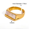White Shell Golden Silver Ring