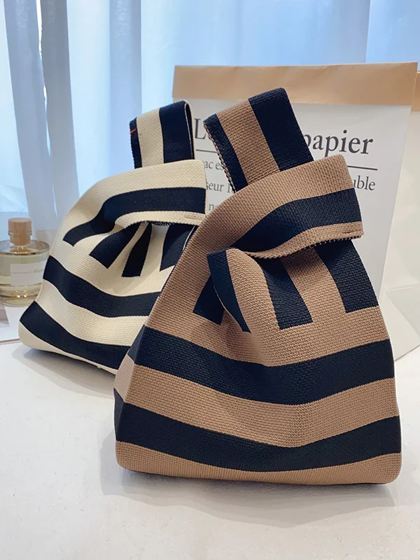 Knitted Checkerboard and Zebra-Stripe Striped Handbags: Unique Accessories