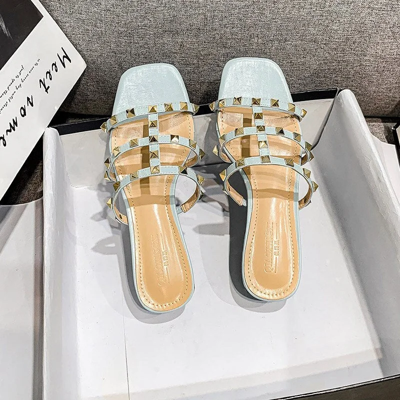 Summer women's sandals 2021 fashion designer outdoor leisure fashion riveted slippers With low shoes for women With low mules