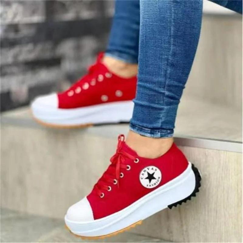 Breakj Breakj Spring New Low-Top Single Shoes Women's Thick-Sing Canvas Shoes Women's Canvas Pine Cake Bottoms Large Women's Shoes