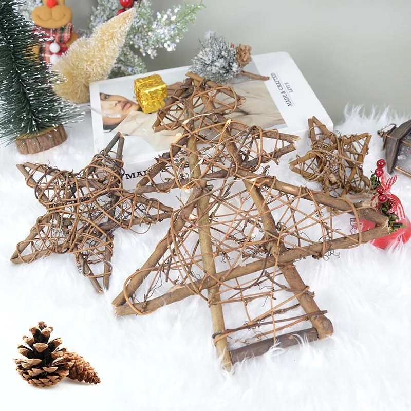 1pc Dried Rattan Star Christmas Table Ornament Xmas Tree Hanging Pendants Christmas DIY Wreath Garland New Year Gifts Navidad