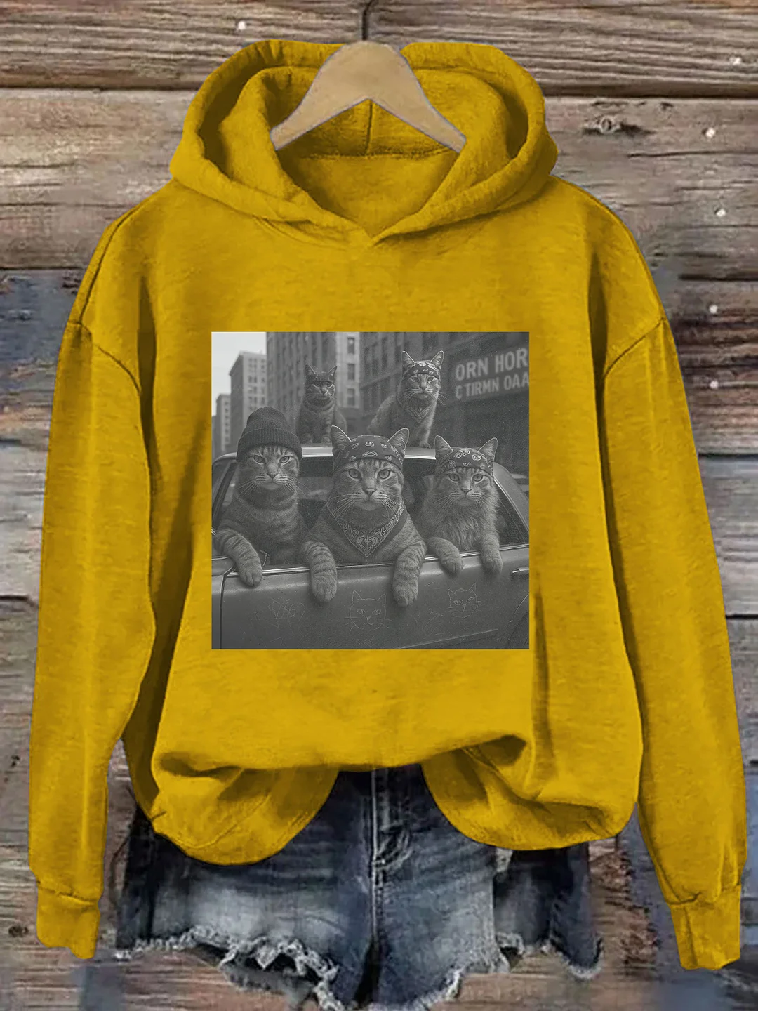Funny Cat Gang Vintage Hoodie