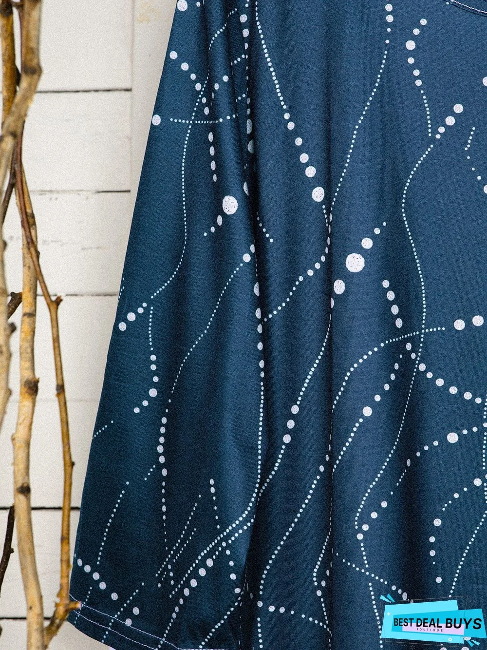 Cotton-Blend Half Sleeve Tunic Top