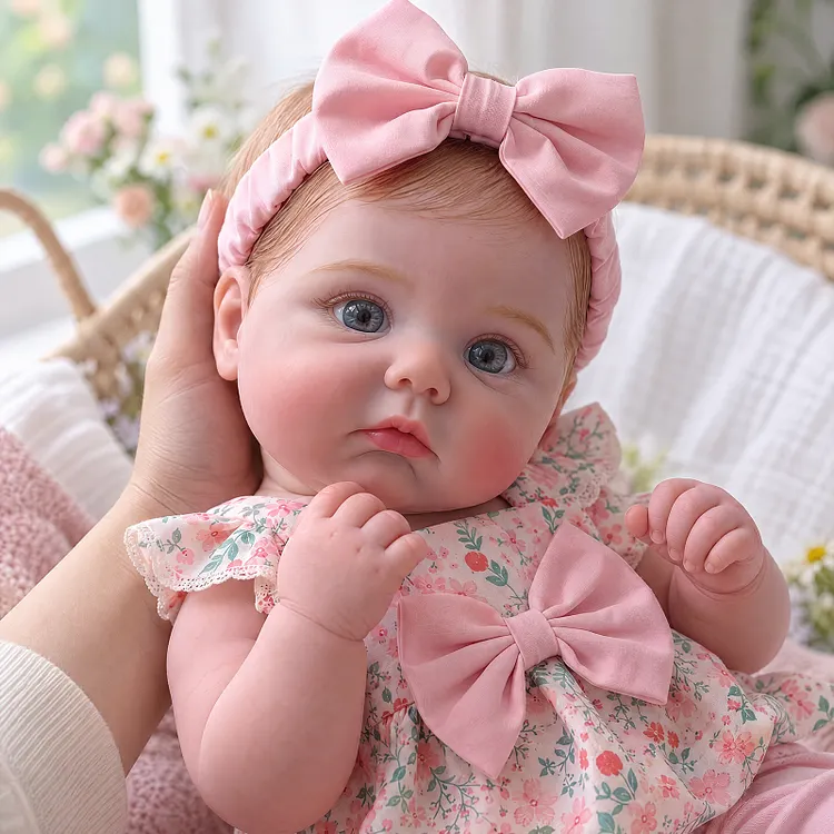 Babeside Sage 16" Full Body Silicone Baby Girl Doll &ndash; Realistic Pink Floral Bunny Dress Gift Set
