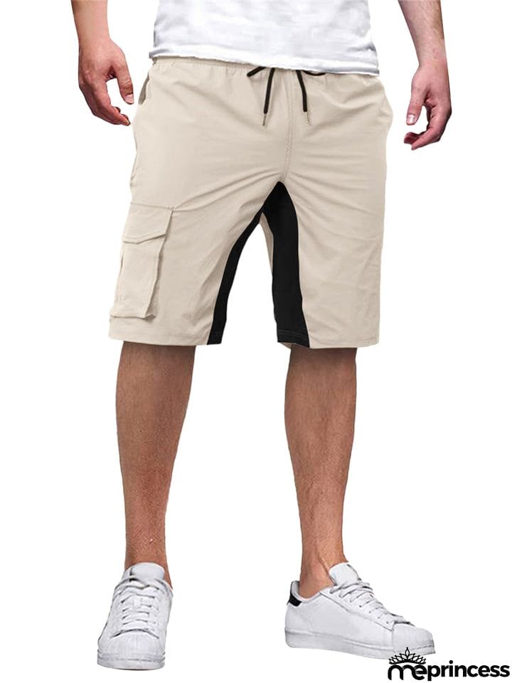 Male Contrast Color Drawstring Casual Summer Shorts