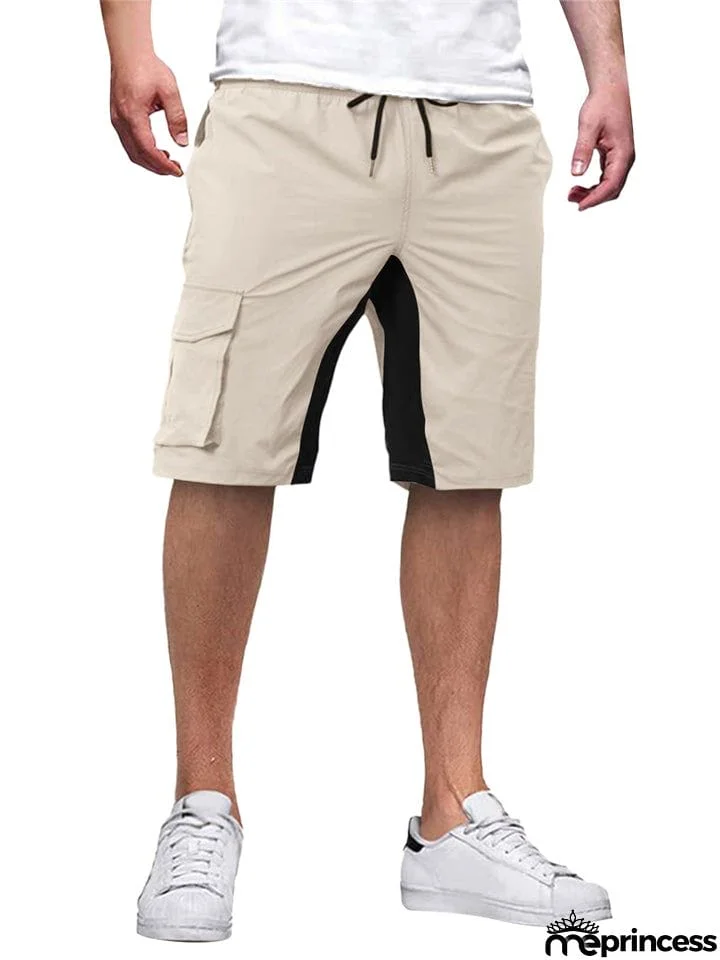 Male Contrast Color Drawstring Casual Summer Shorts