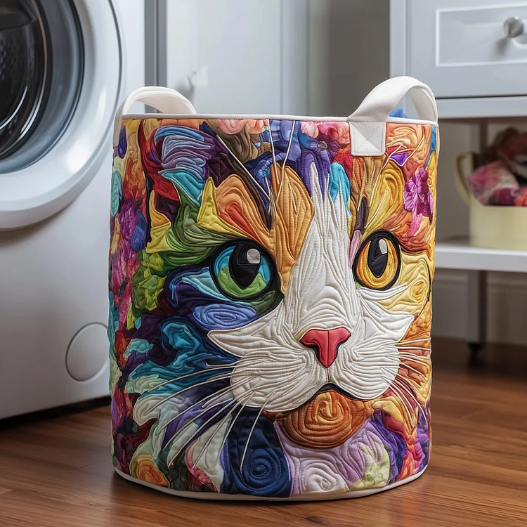 Rainbow Cat Quilted Laundry Basket GFTOTG141