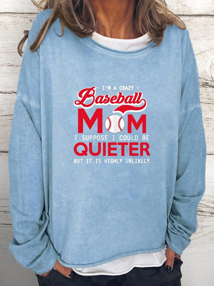 Baseball Mom Women Loose Sweatshirt-Annaletters