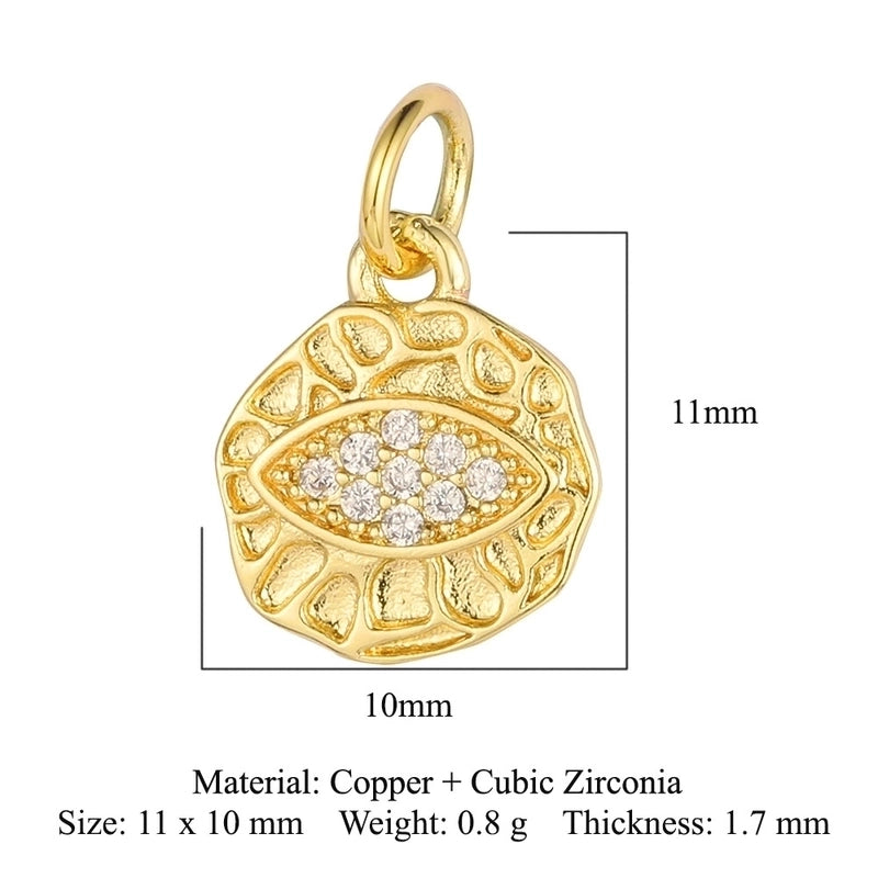 3 Pieces Retro Palm Crown Copper Plating Inlay Zircon 18k Gold Plated Charms Jewelry Accessories