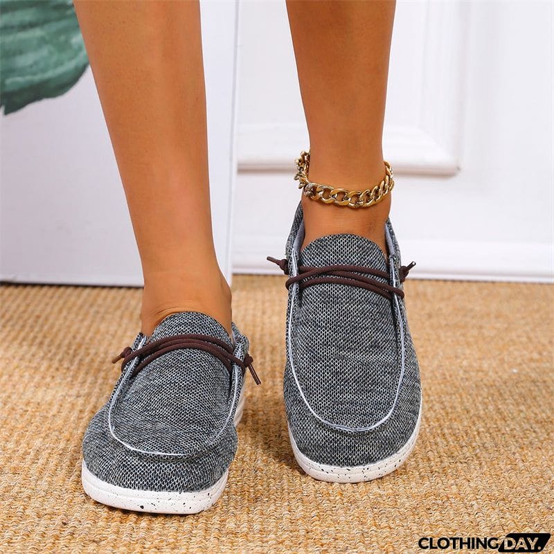 Casual Round Toe Canvas Flat Heel Loafers