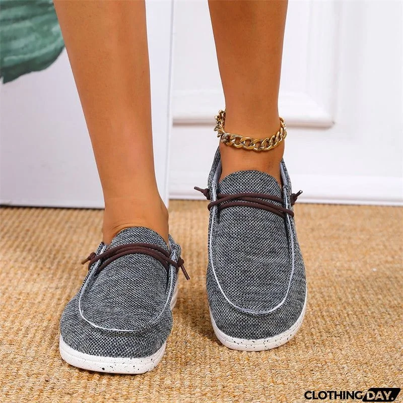 Casual Round Toe Canvas Flat Heel Loafers