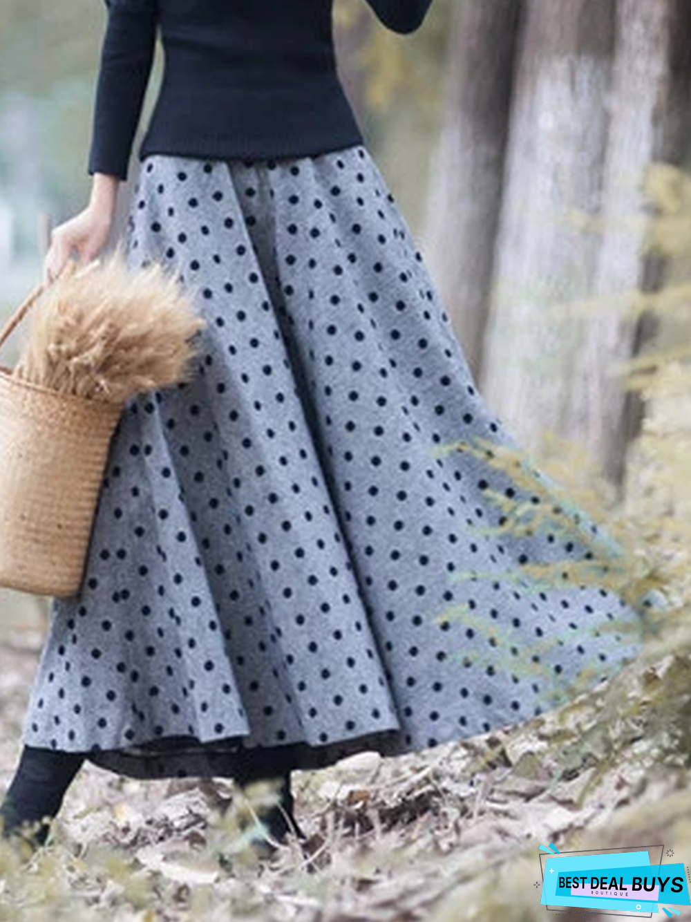 Daily Cotton Polka Dots Vintage Skirt