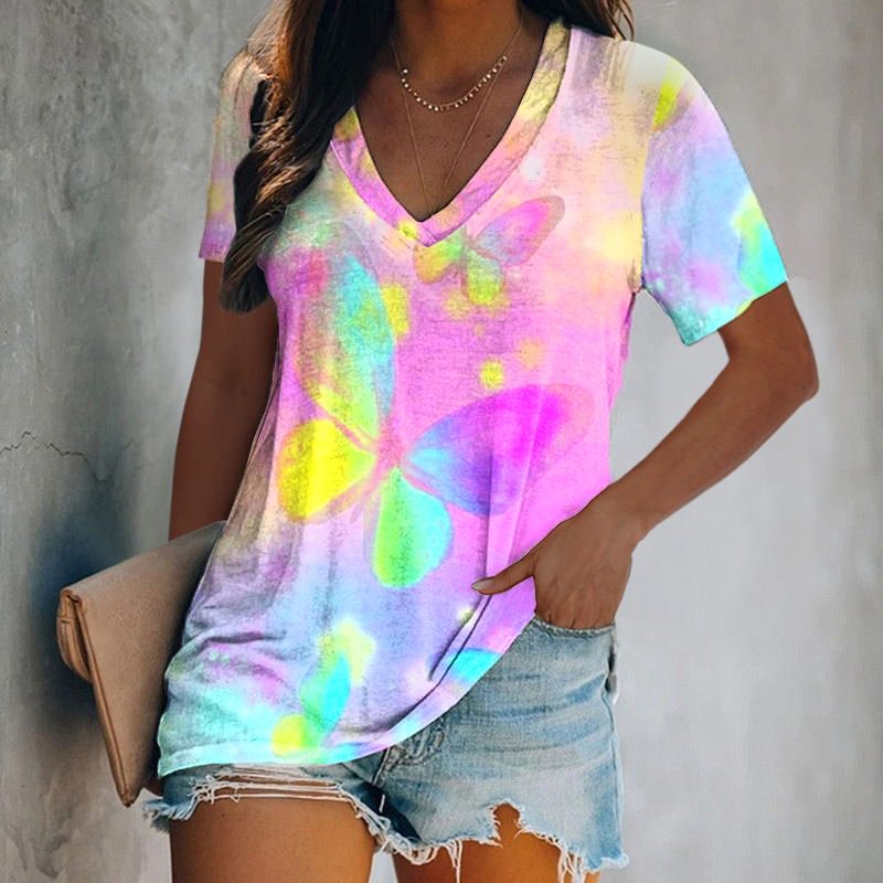 Colorful Butterfly Printing Graphic T-shirts