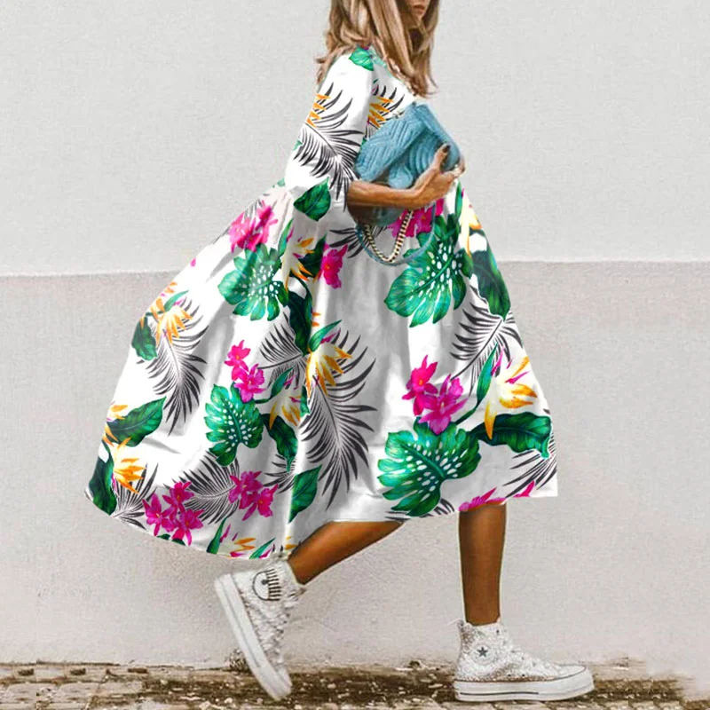 Summer Floral Print Midi Dress