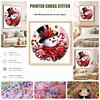 Red Candy Snowman Full 18CT 2 Strands DIY Stamped Cross Stitch Kits for Beginners Adults Home Wall Decor Cross Stitch Art and Crafts Kits 25x25cm