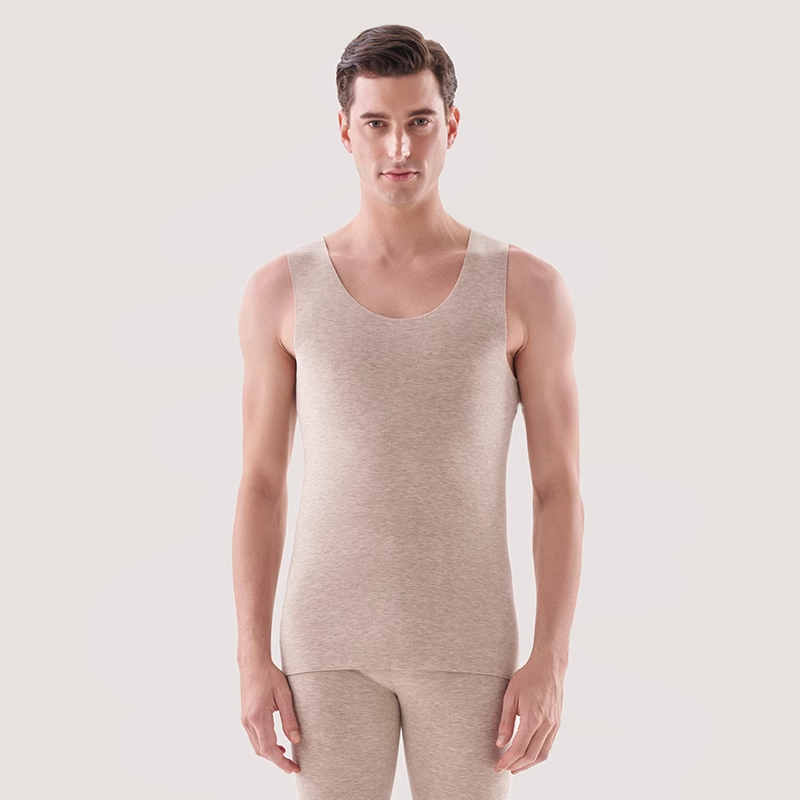 Men's Warm Silk Cashmere Midweight Thermal Underwear Vest REAL SILK LIFE