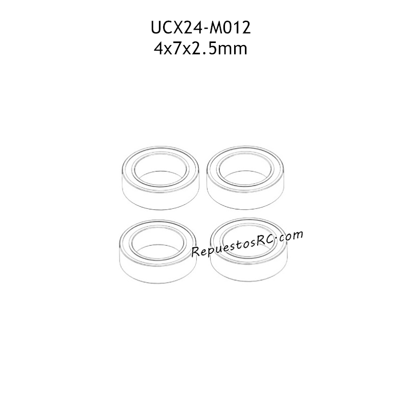 UDIRC UCX2402 Piezas de juguetes RC 4x7x2.5mm Rodamiento de Bolas UCX24-M012