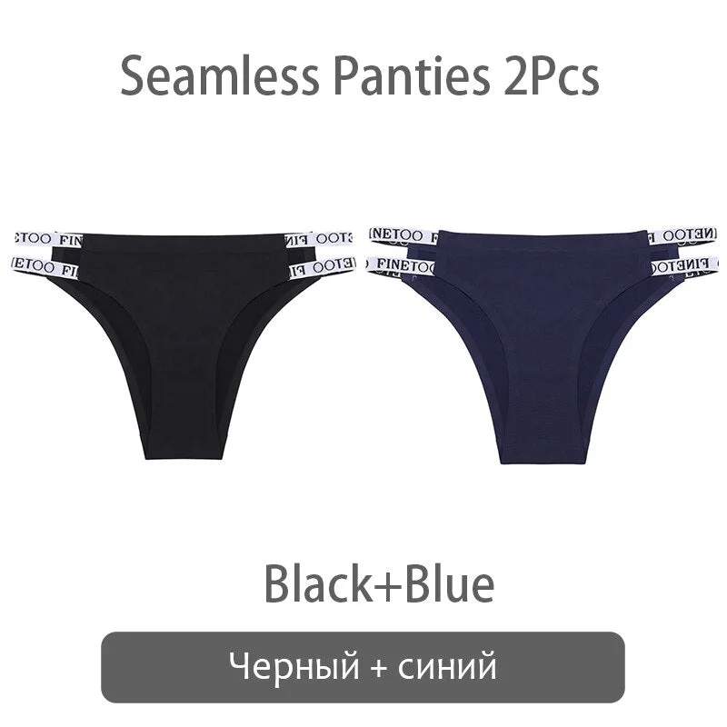 FINETOO Sexy Brazilian Panties Women Seamless Thongs M-XL Ladies Soft Underpants Smooth Letter Underwear Female Lingerie 2021