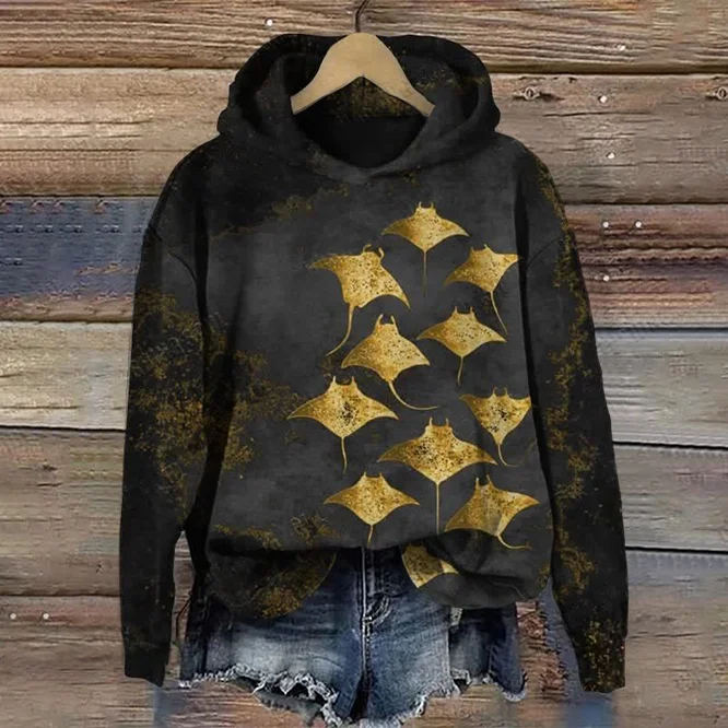 Manta Art Print Long Sleeve Hoodie