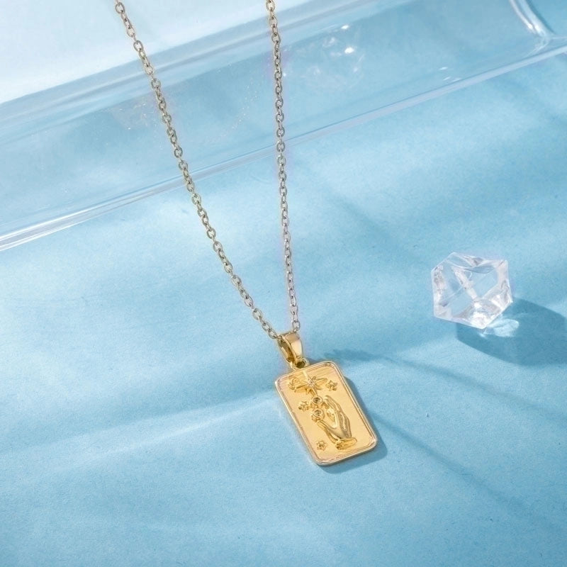 Stainless Steel Titanium Steel 18K Gold Plated Elegant Plating Inlay Sun Heart Shape Eye Zircon Pendant Necklace