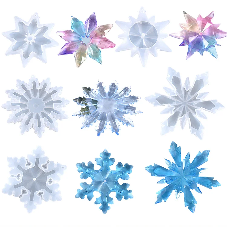 5PCS Snowflake Pendant Die Resin Pendant Silicone Die for Holiday Craft Supplies