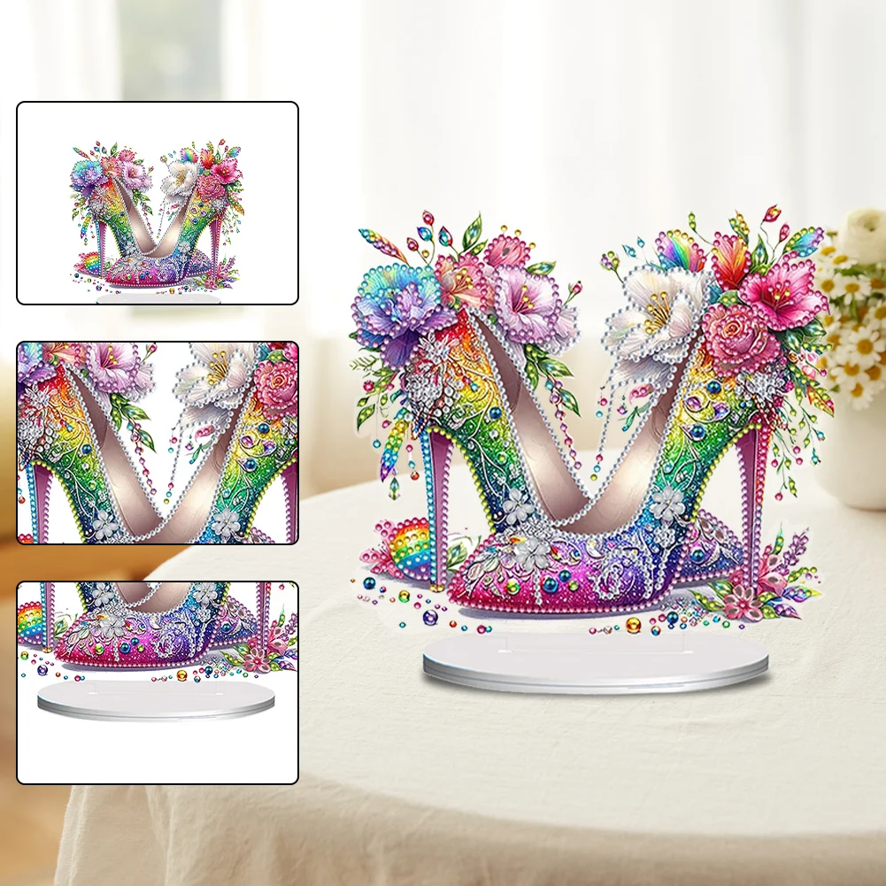 DIY Flower High Heels Desktop Diamond Painting Ornaments for Home Office Decor