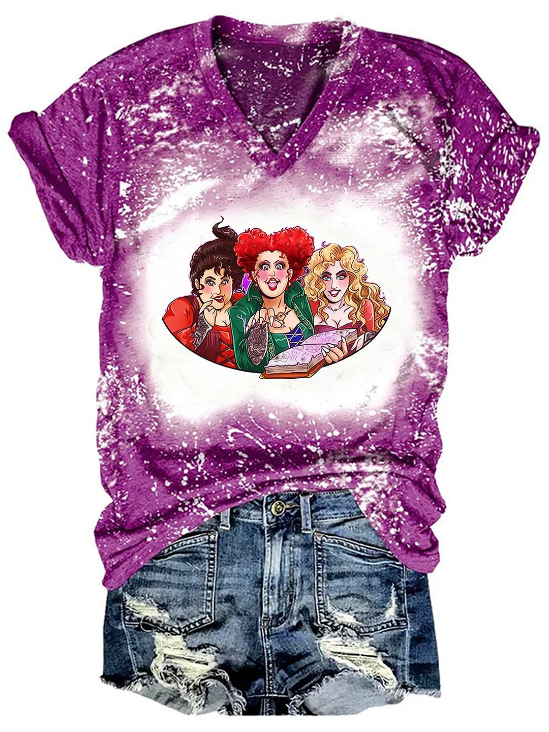 Sanderson Sisters V-Neck Tie Dye Shirt