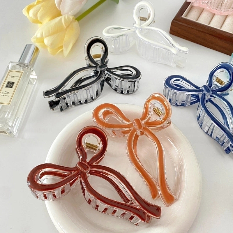 Advanced Sense Bow Hairpin Jelly Color Oil Drop Grab Clip Simple Fresh Shark Clip Internet Celebrity New Women’s Headwear