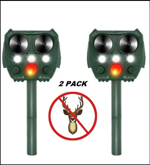 Ultrasonic Deer Repeller - PACK of 2 - Solar Powered - Get Rid of Deer in 48 Hours