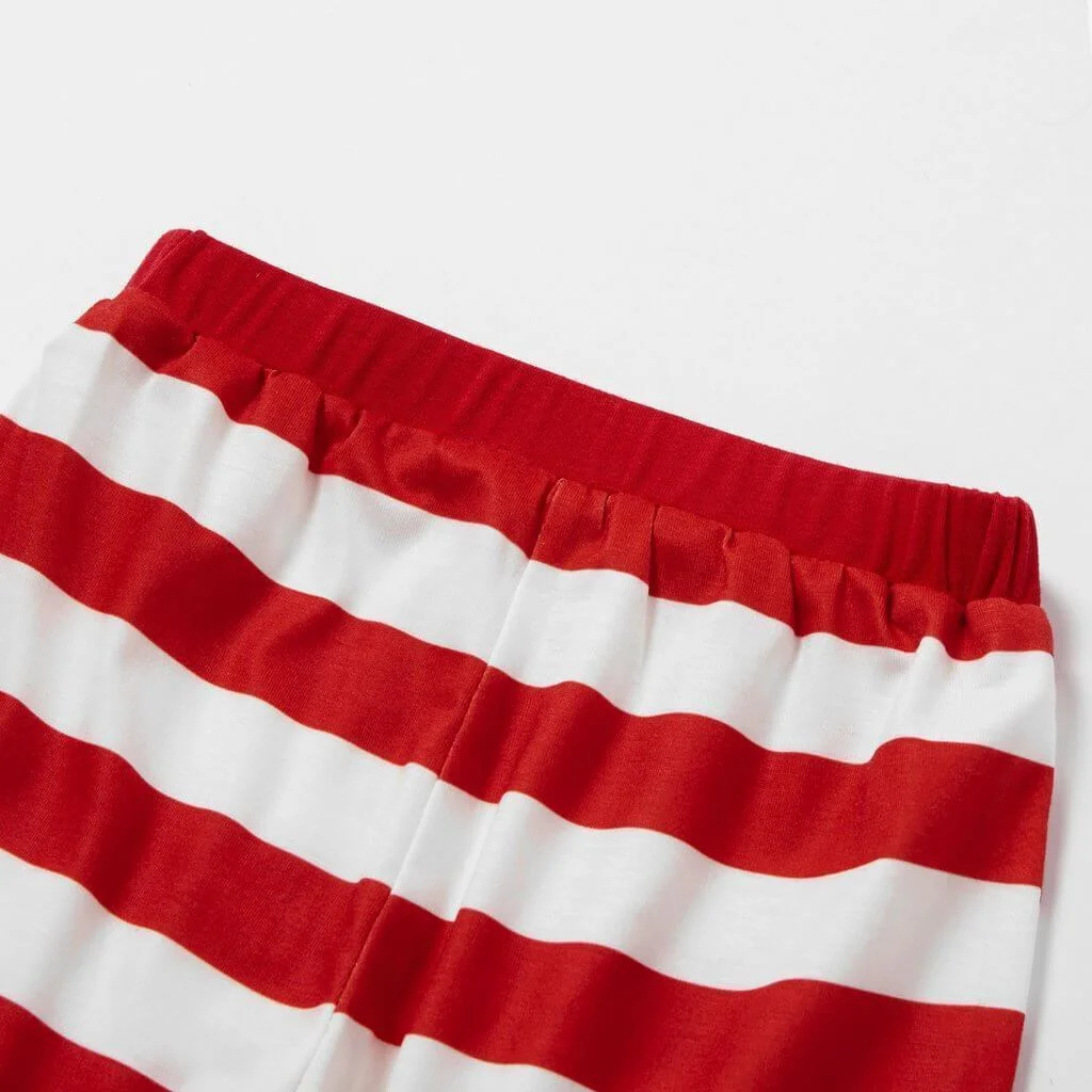 Family Matching Merry Christmas Print Striped Pajamas Sets