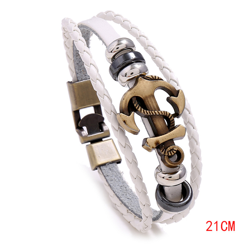 Multi-layer Woven Boat Anchor Cowhide Bracelet