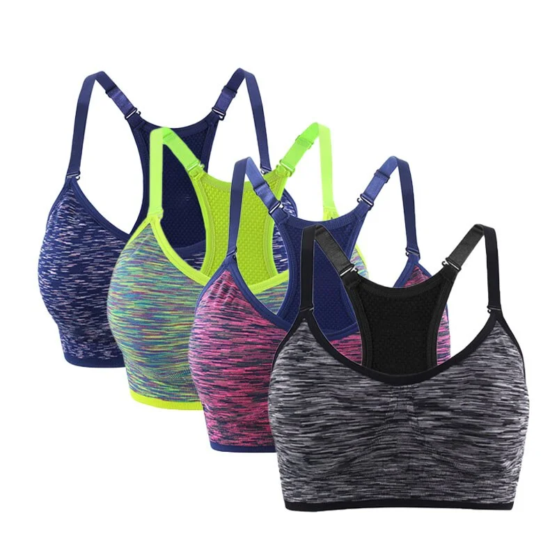 VEAMORS Quick Dry Fitness Sports Bra For Running Gym Seamless Wirefree Padded Underwear Shakeproof Push Up Yoga Bra Tops