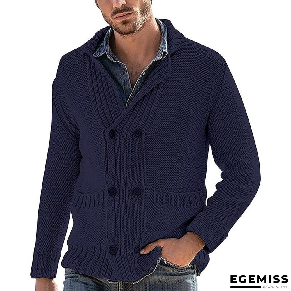 Cardigan Men's Fashion Solid Color Lapel Long Sleeve Knitted Coat | EGEMISS